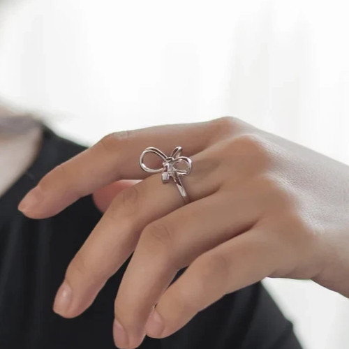Silver Bow Ring| Bow Ring| Ribbon Ring|Sterling Silver Ring|Minimalist Ring