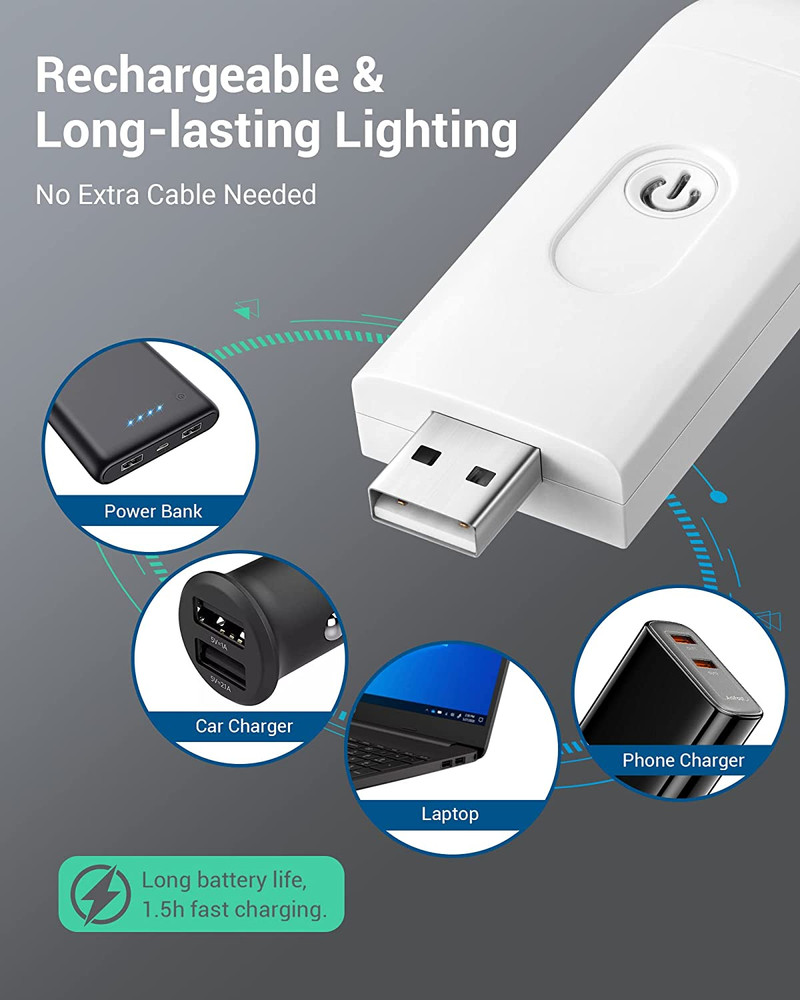 USB Rechargeable Book Reading Light, 3000K Warm White, Brightness Adjustable Cli