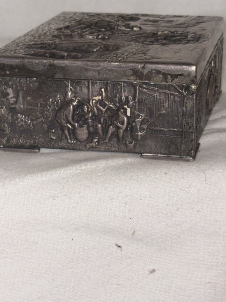 Silver Plated Embossed Box with Cedar-Lined Interior 1920s Hans Jensen Repousse