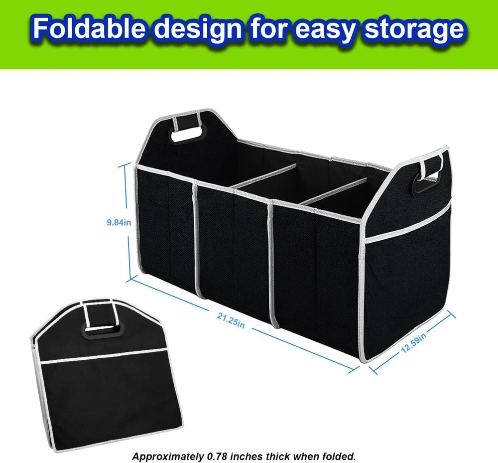Car Trunk Organizer, Portable Foldable Waterproof Auto Storage Small, Black