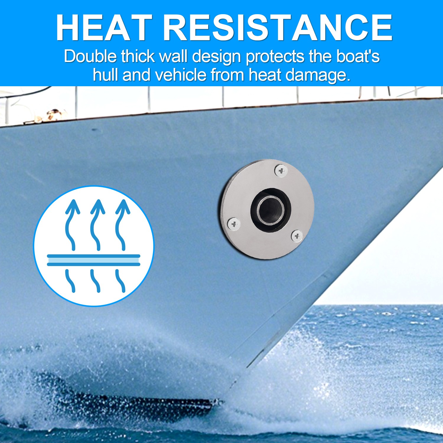 Thru Hull Exhaust Fitting 24mm 316 Stainless Steel For Diesel Parking Heaters US