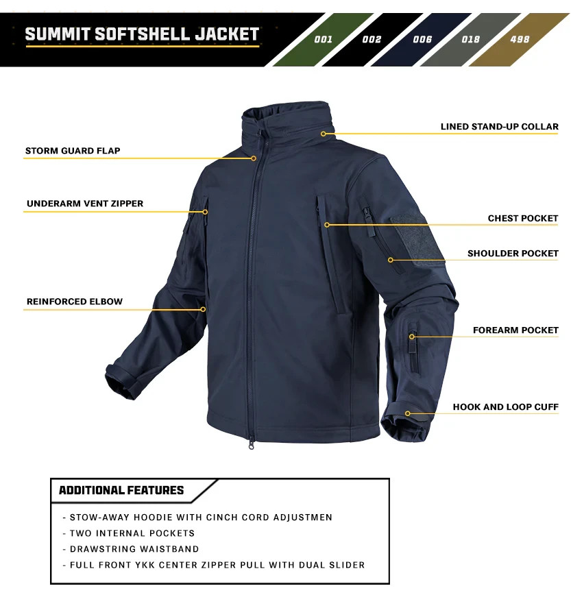 Condor Summit Softshell Jacket | Black | Medium | 602-002-M | Tactical Jacket