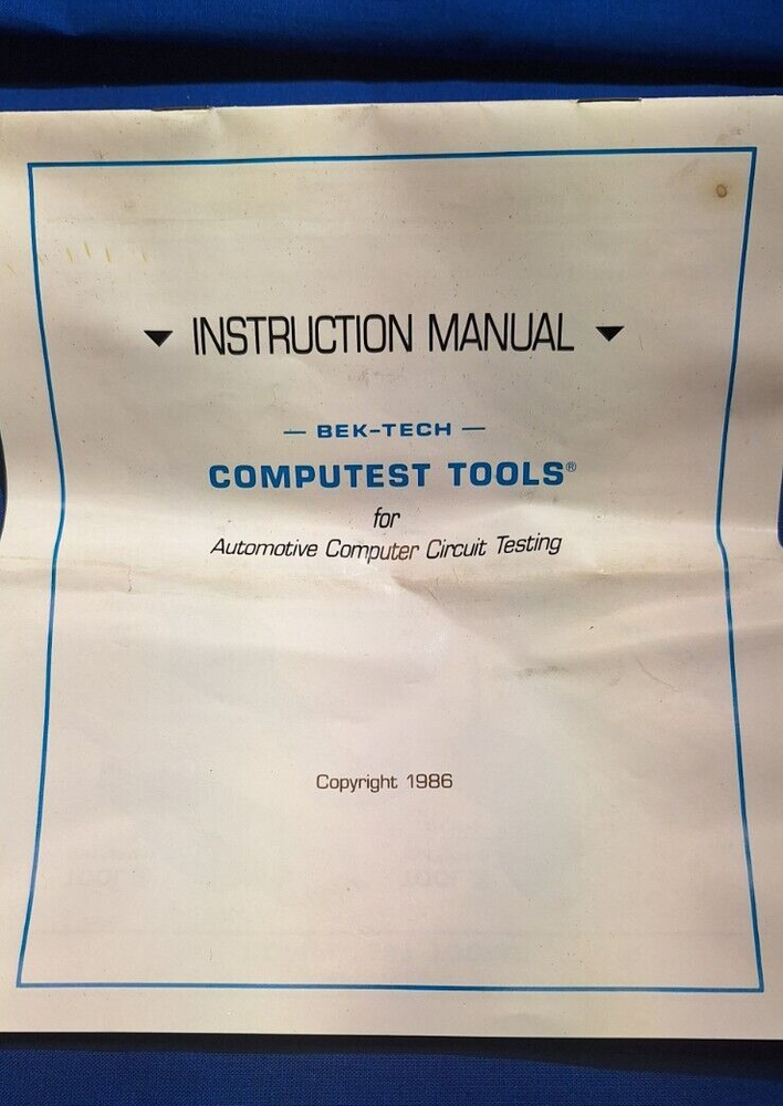 Mac Tools CPT2000 by Bek-Tech Automotive computer circuit testing set w/instruct
