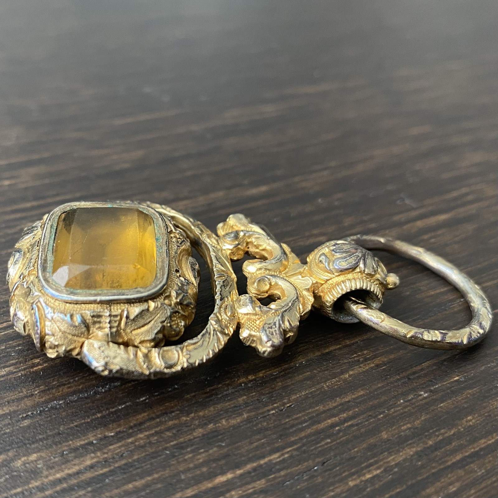 Antique Georgian or Victorian Large Double Sided Gold Tone Watch Fob