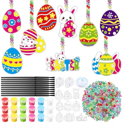 36 Sets Easter Crafts Kit Suncatchers DIY Easter Egg Window Hanging Ornaments