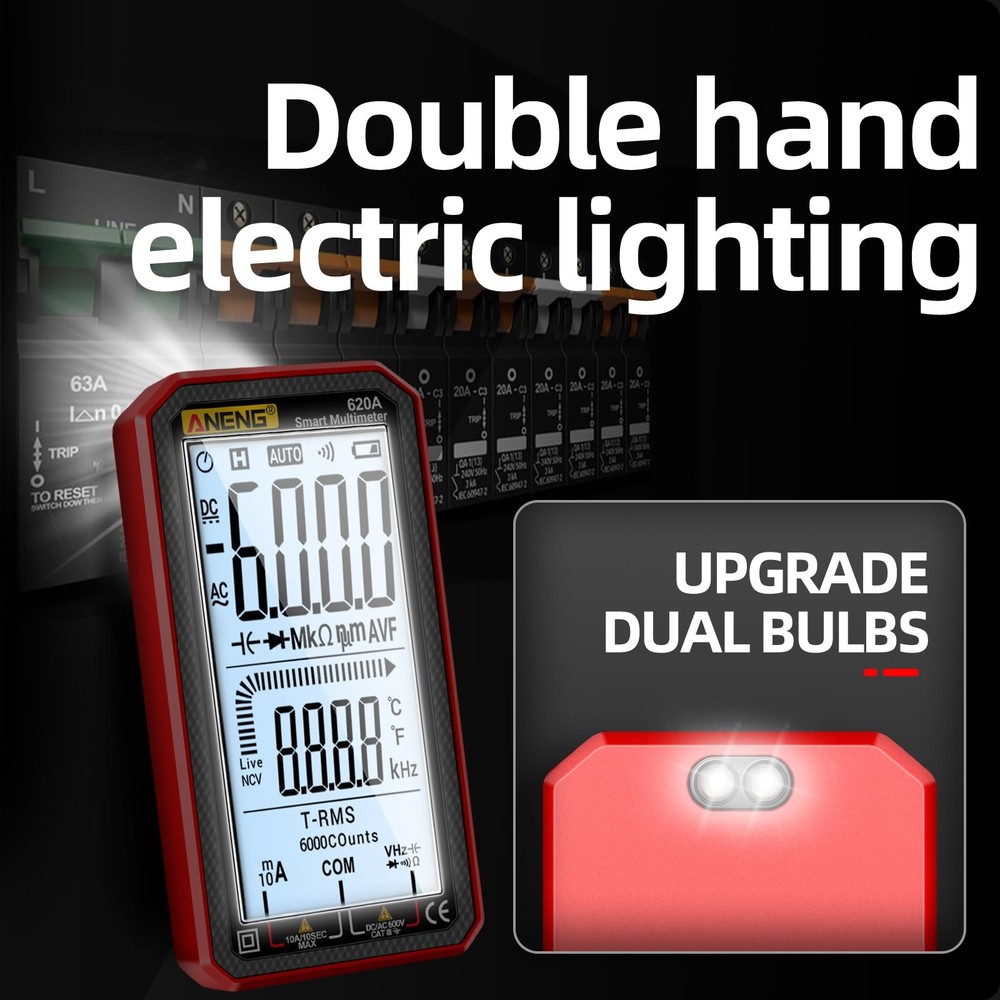 Digital Multimeter, Voltmeter Smart Electrical Tester 6000 Counts with 620A