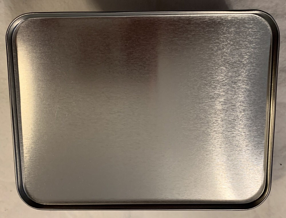 Silver Metal Rectangular Box w/ Hinged Lid Window Display Storage 5.75x4.5x2.25