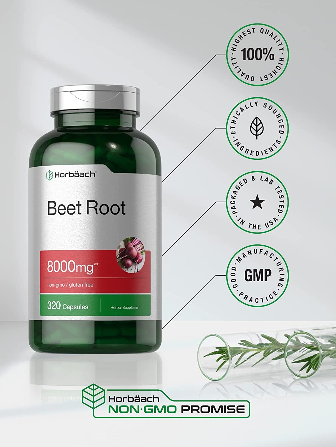 Beet Root Powder Capsules | 8000mg | 320 Count | Non-GMO | by Horbaach