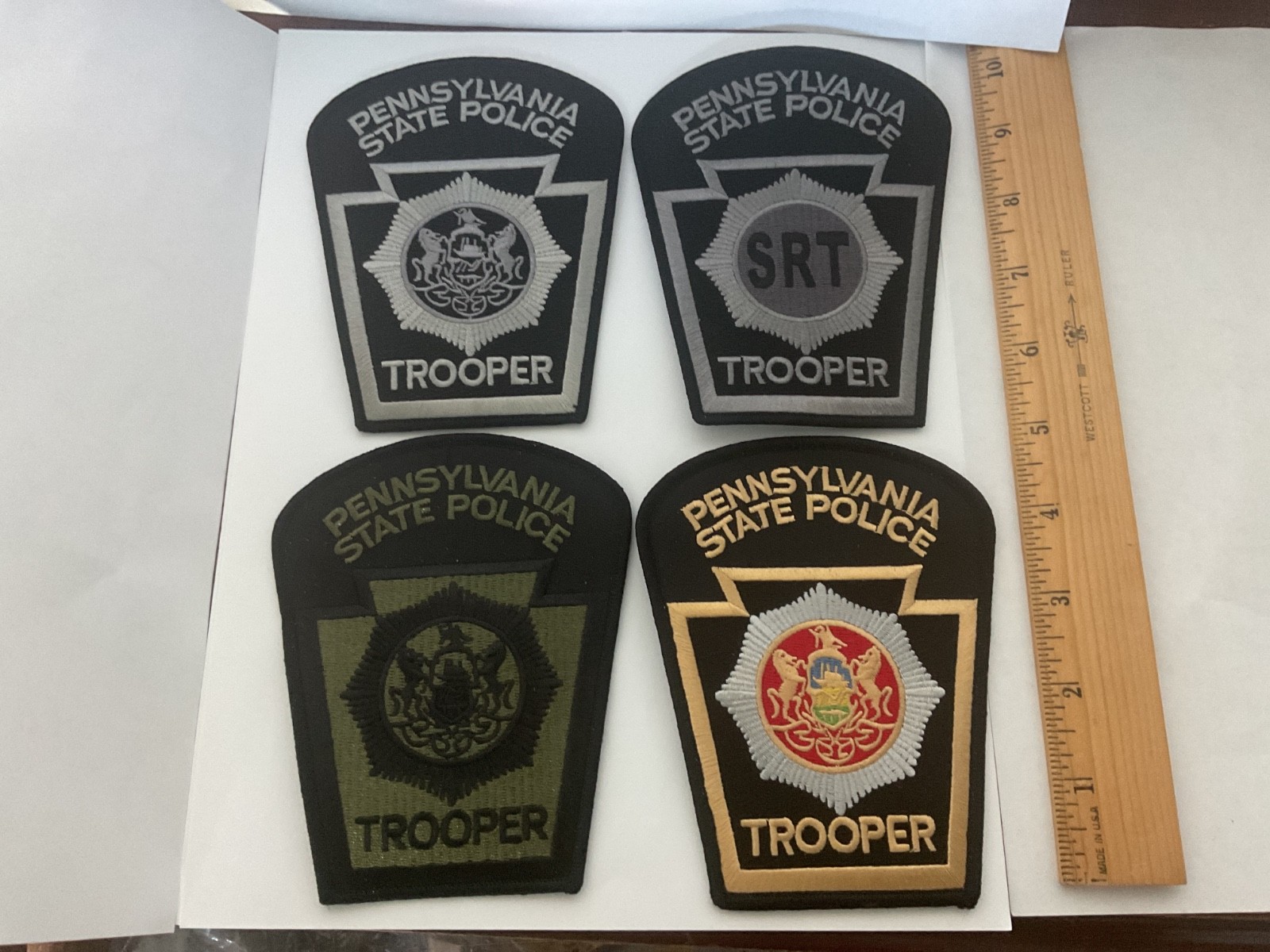 Pennsylvania State Police Trooper  collectable Patch Set 4 Pieces New Full Size