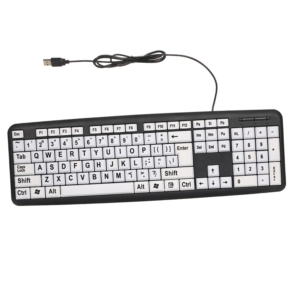 USB Wired Keyboard For Low Users With Large White Keys Black VUSW