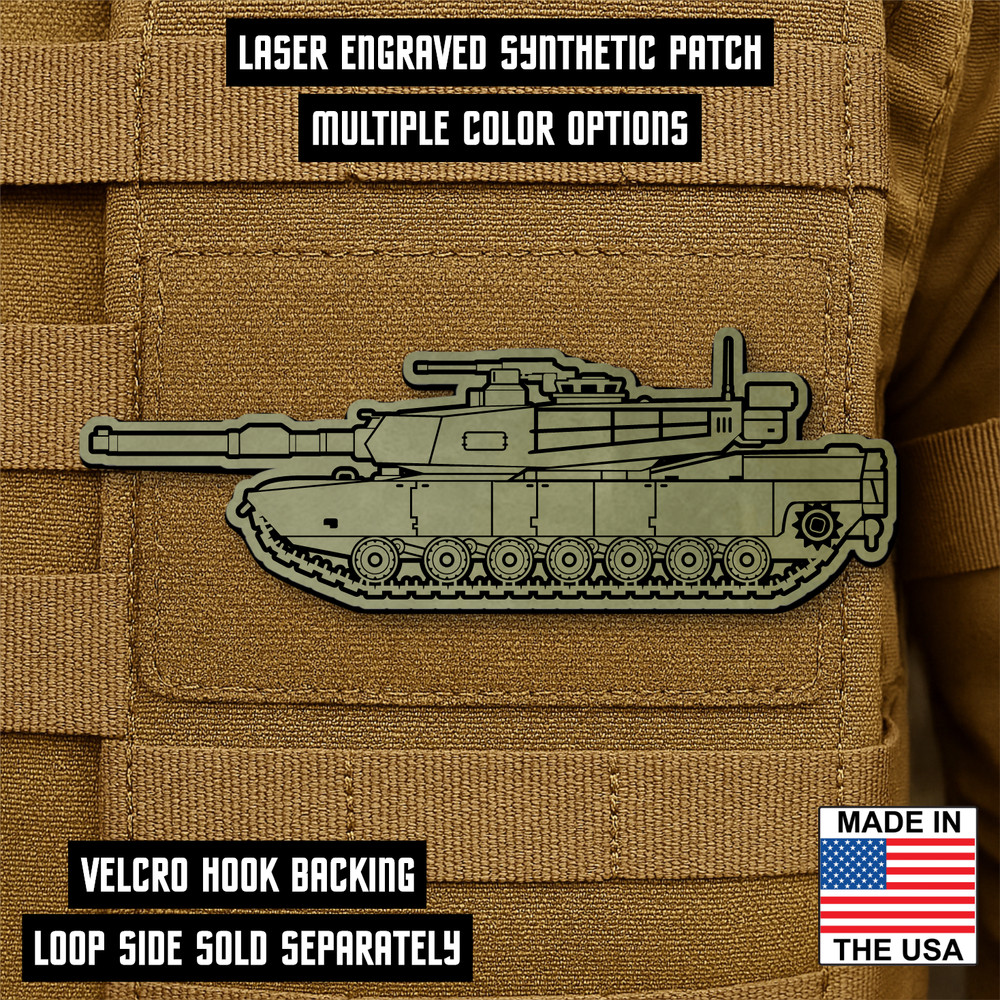 M1 Abrams Tank Morale Patch - 1.4" x 4" Hook & Loop Patch for Armored Veterans