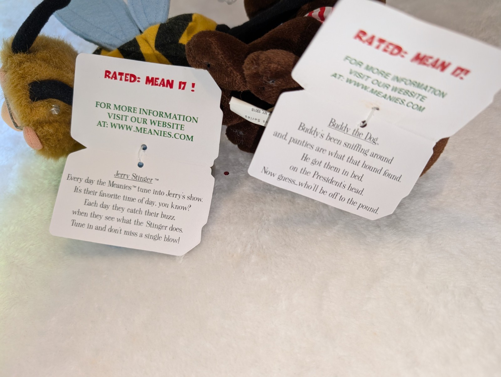 Vintage 90s Meanies Plush Lot Of 8- Infamous Series MADONNA Clinton HOWARD STERN