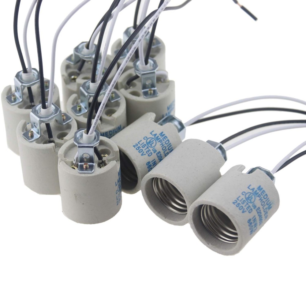 5pcs Ceramic Standard Medimun Screw Base Socket E26 E27 Bulb Holders With...