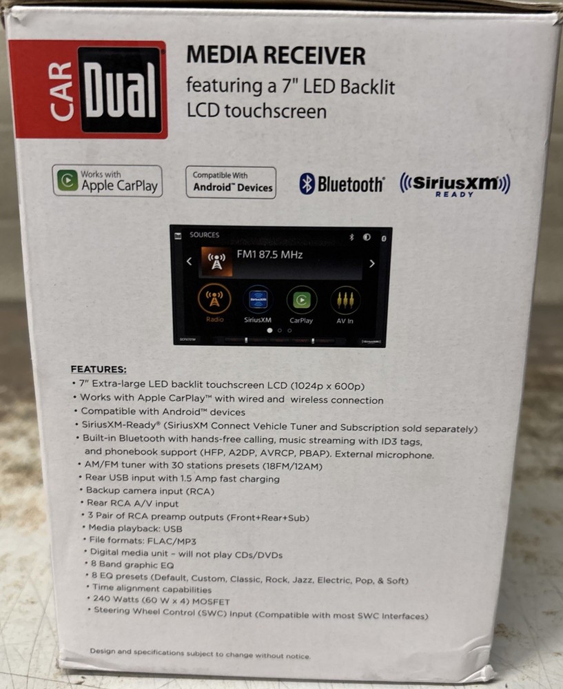 DUAL 7” Media Receiver CarPlay Android Auto Bluetooth