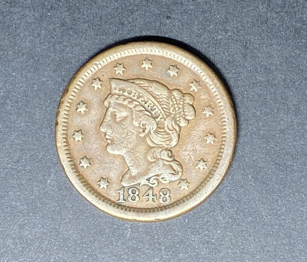 1848 Coronet Type 1c Large Cent - VF