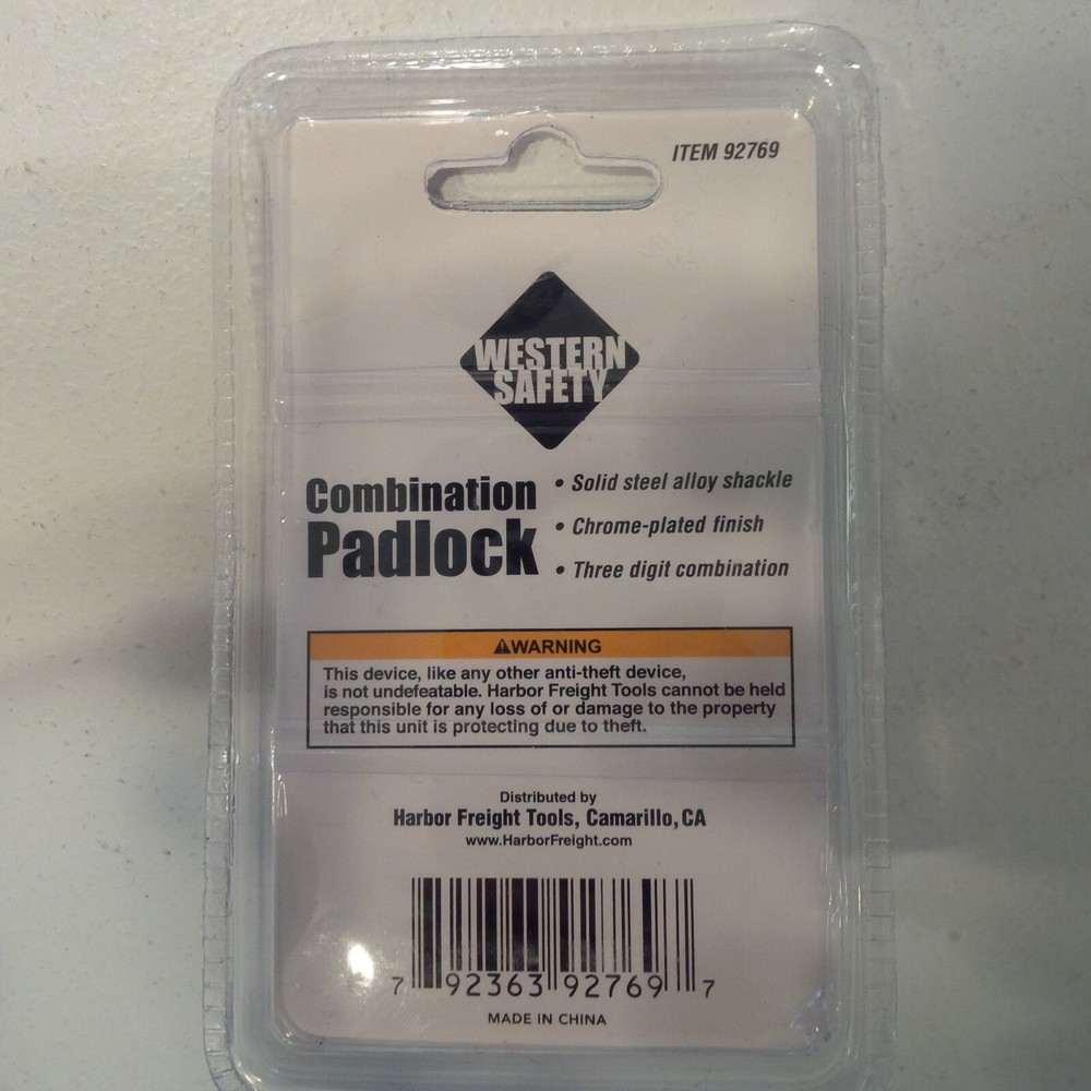 Western Safety combination padlock