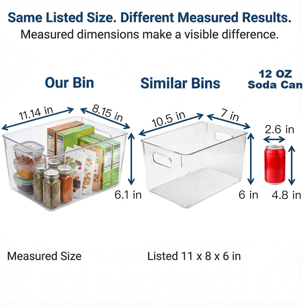 MOONEDGE Open Clear Plastic Storage Bins Stackable Organizer Containers with ...