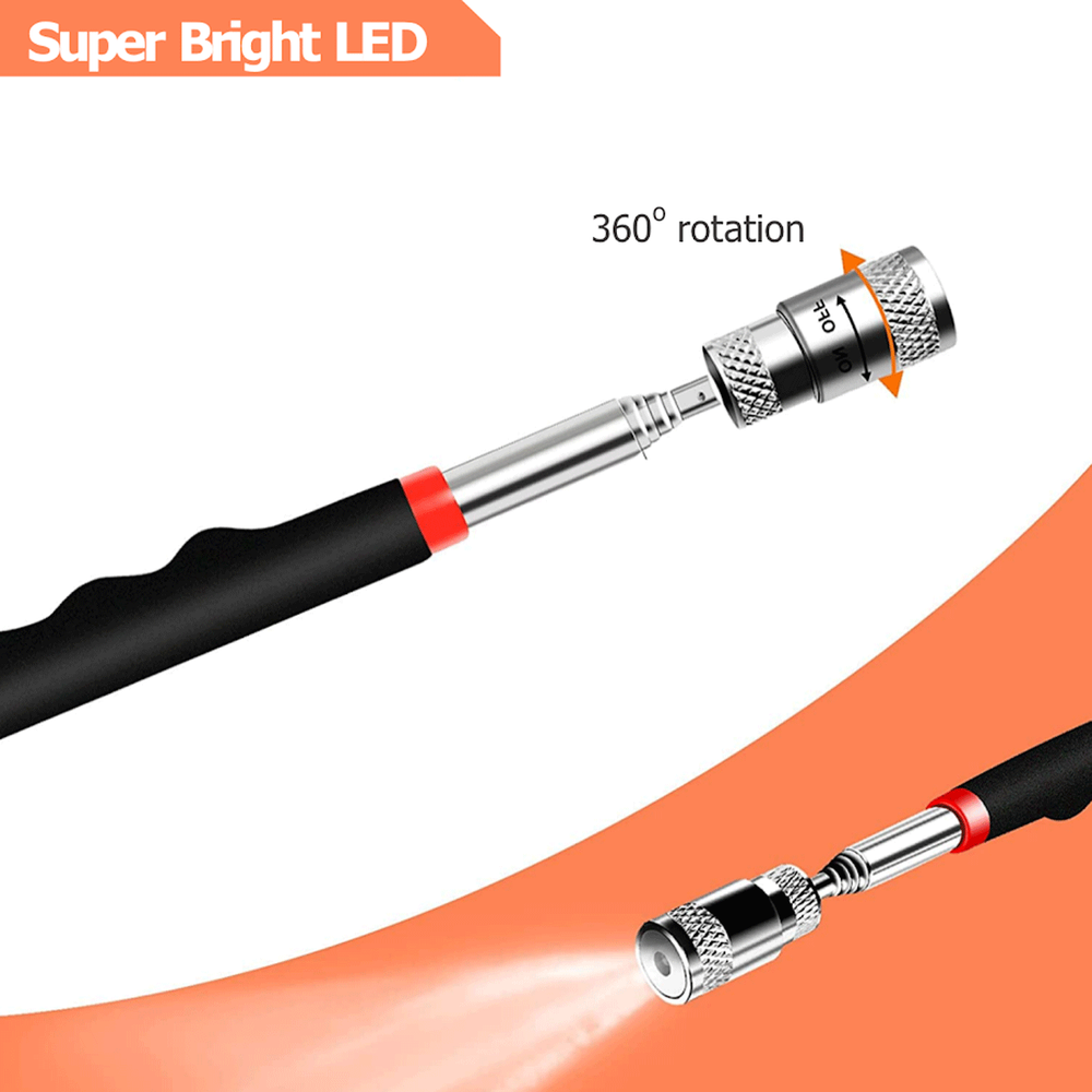3pcs Magnet Pickup Tool Stick Telescoping Include 8 lb LED Light Grabber Extend
