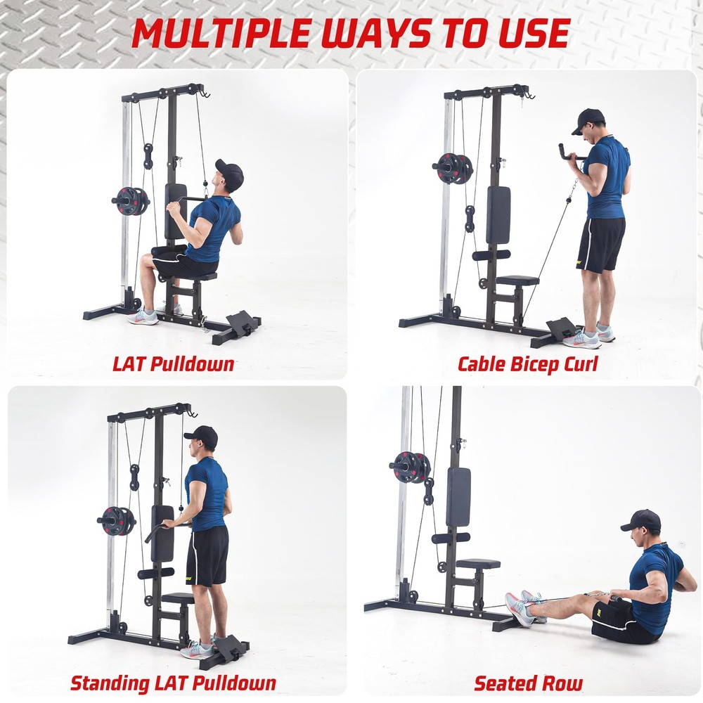 LAT Pulldown Machine & Cable Station Home Gym Workout Strength Row Cable Machine