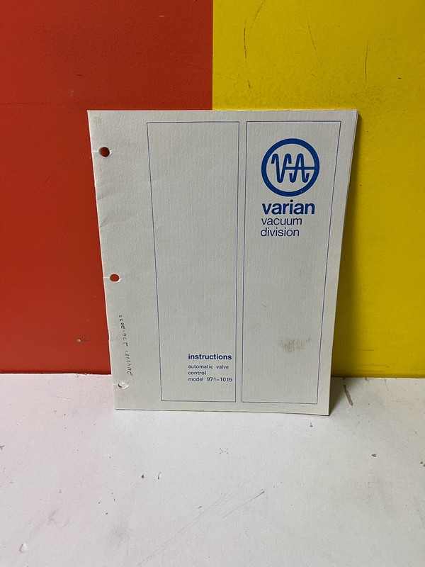 Varian 971-1015 Automatic Valve Control Instruction Manual