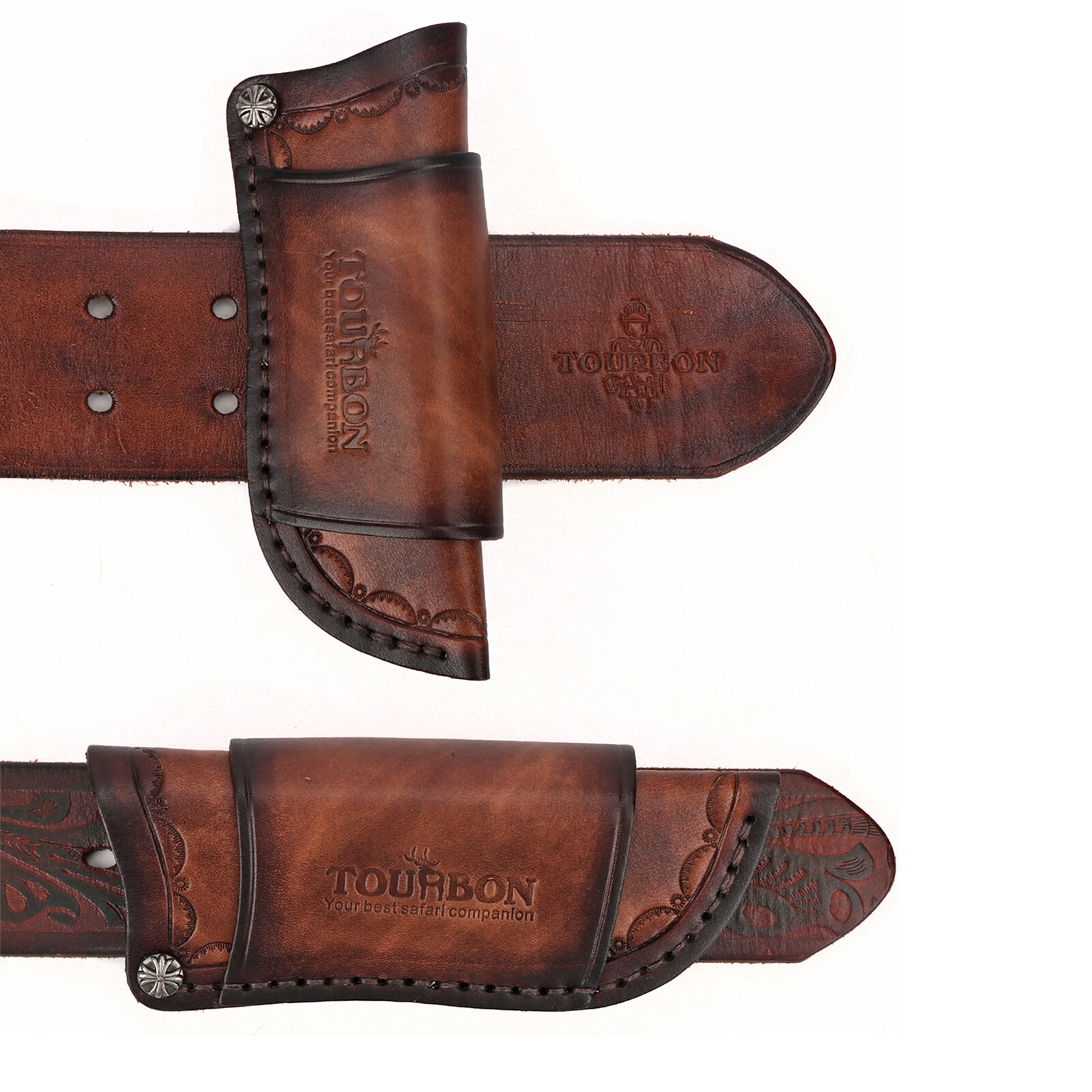 TOURBON Real Leather Folding Knife Belt Holster Horizontal/Vertical Sheath US