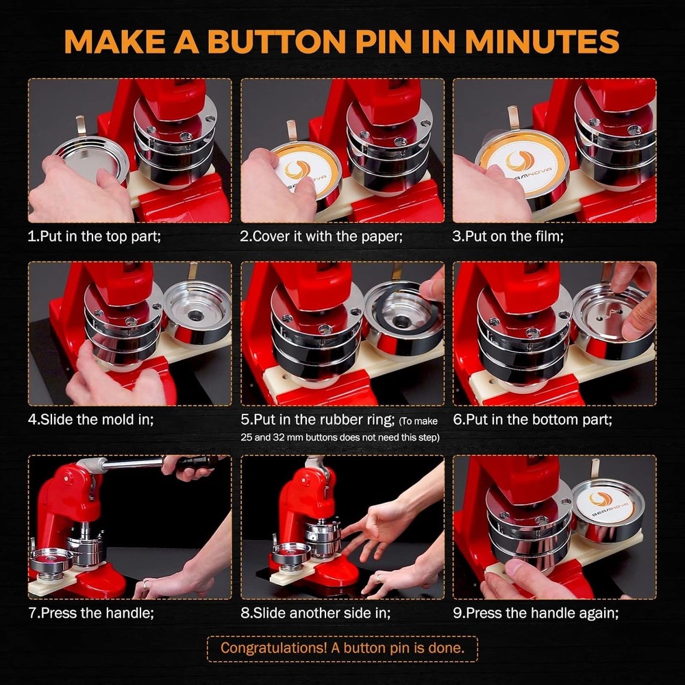 Durable 32mm Metal Pin Button Supplies - 100 Sets for Creative Projects
