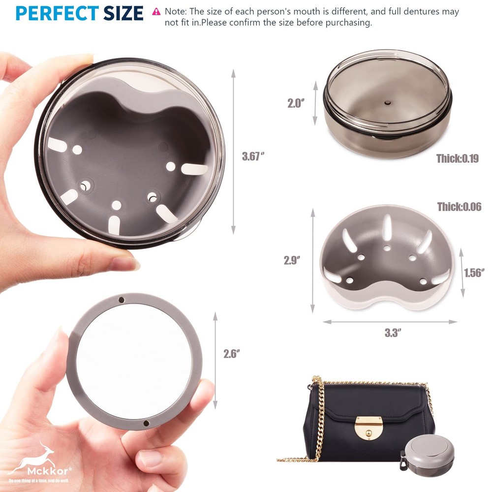 Denture Case, Definitely No-Leak Portable Retainer Case Bath Black