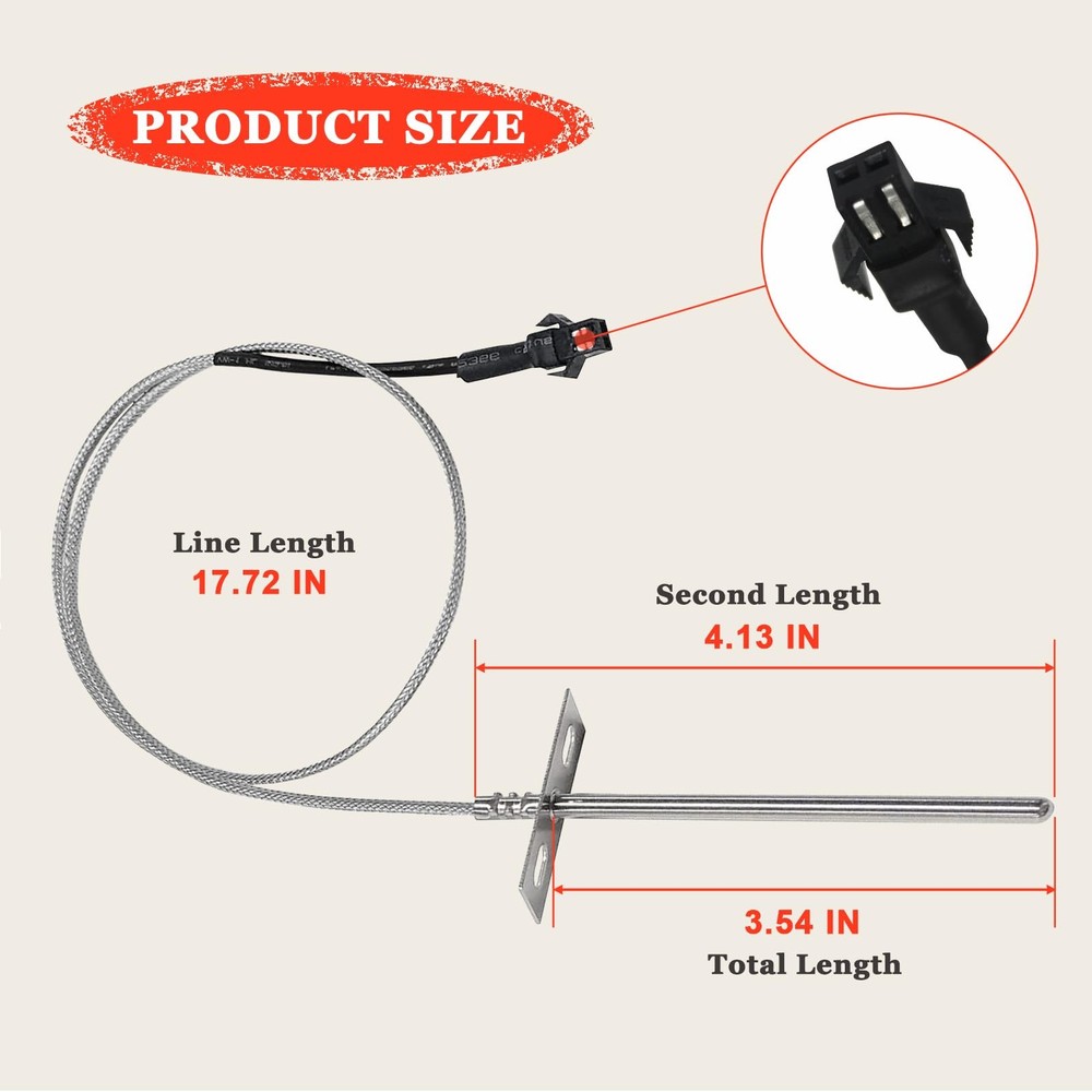 Replacement RTD Temperature Probe Sensor, Compatible Sensor Probe, Silver