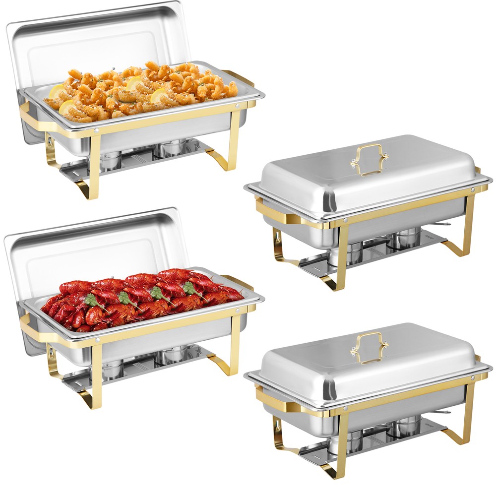 8 Pack Chafing Dishes Buffet Set 8 Qt Rectangular Chafer and Buffet Warmer Set