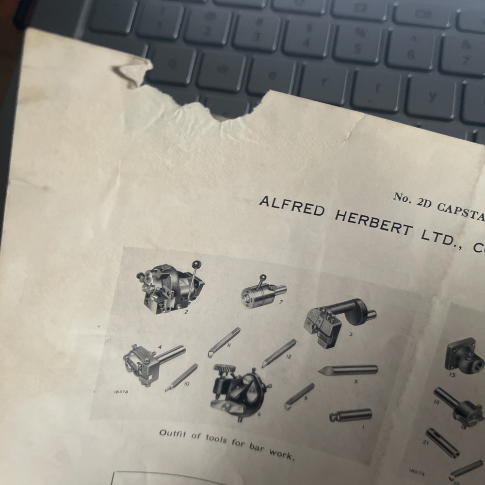 Alfred Herbert No. 2D Capstan Lathe Catalog Sheet E801