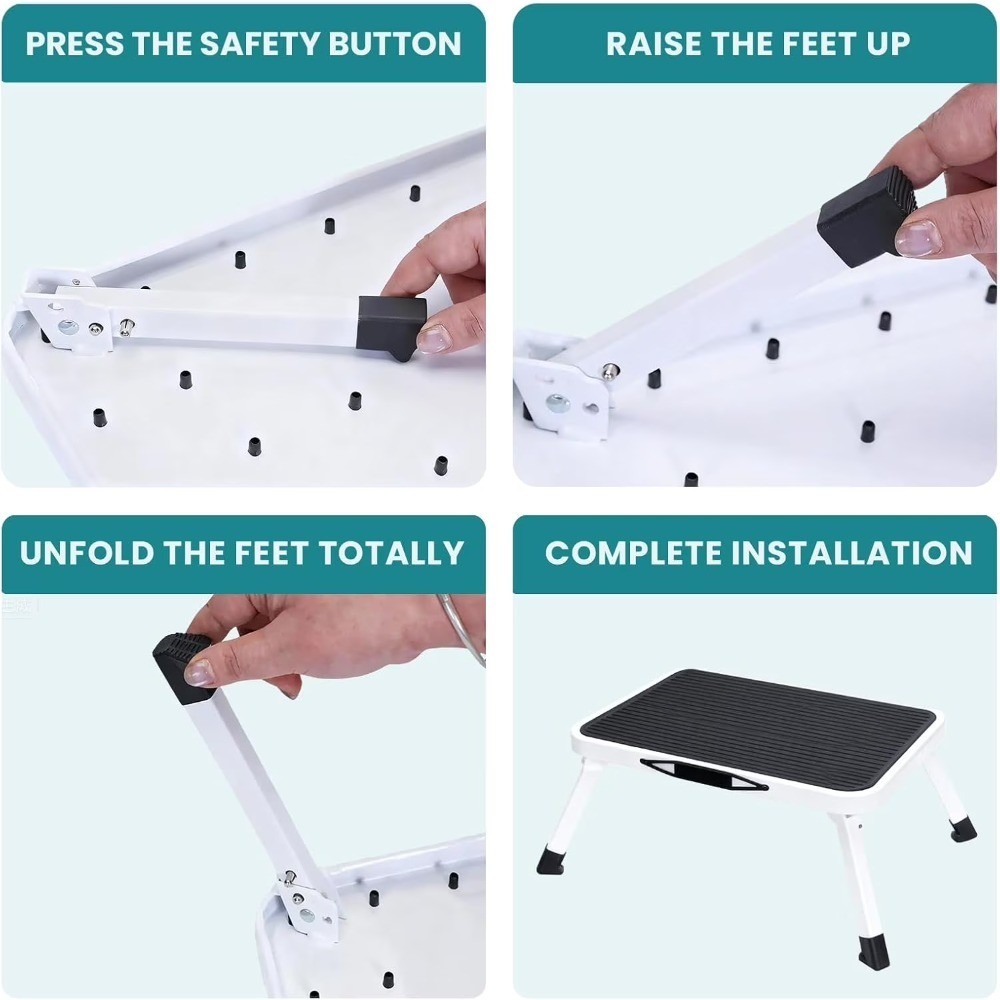 Foldable Step Stool with Non-Slip Platform & Rubber Feet, 1-Step Ladder with