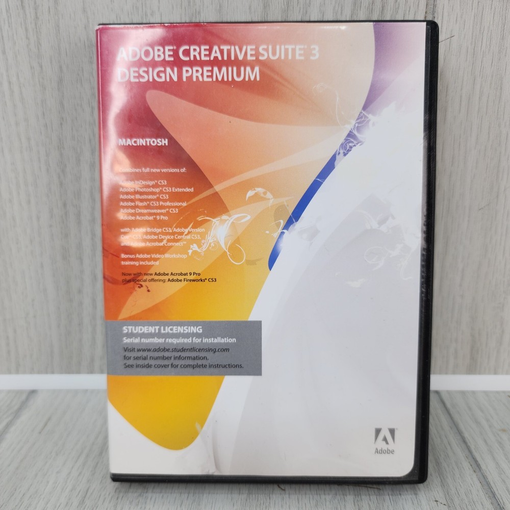 Adobe Creative Suite 3 Design Premium Macintosh 5 DISC Student Licensing Require