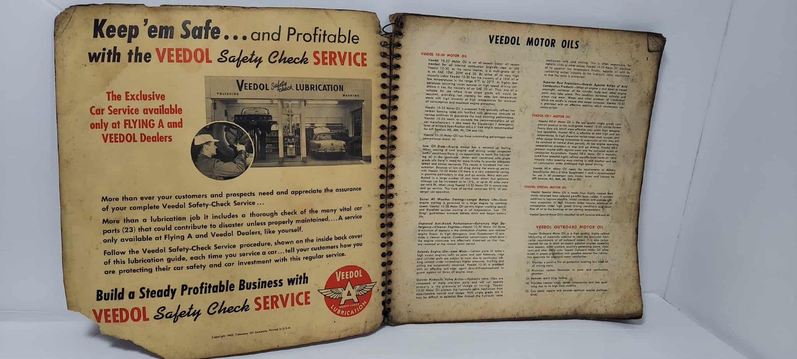 Vtg 1962 Veedol Motor Oil Service And Lubrication Guide Manual