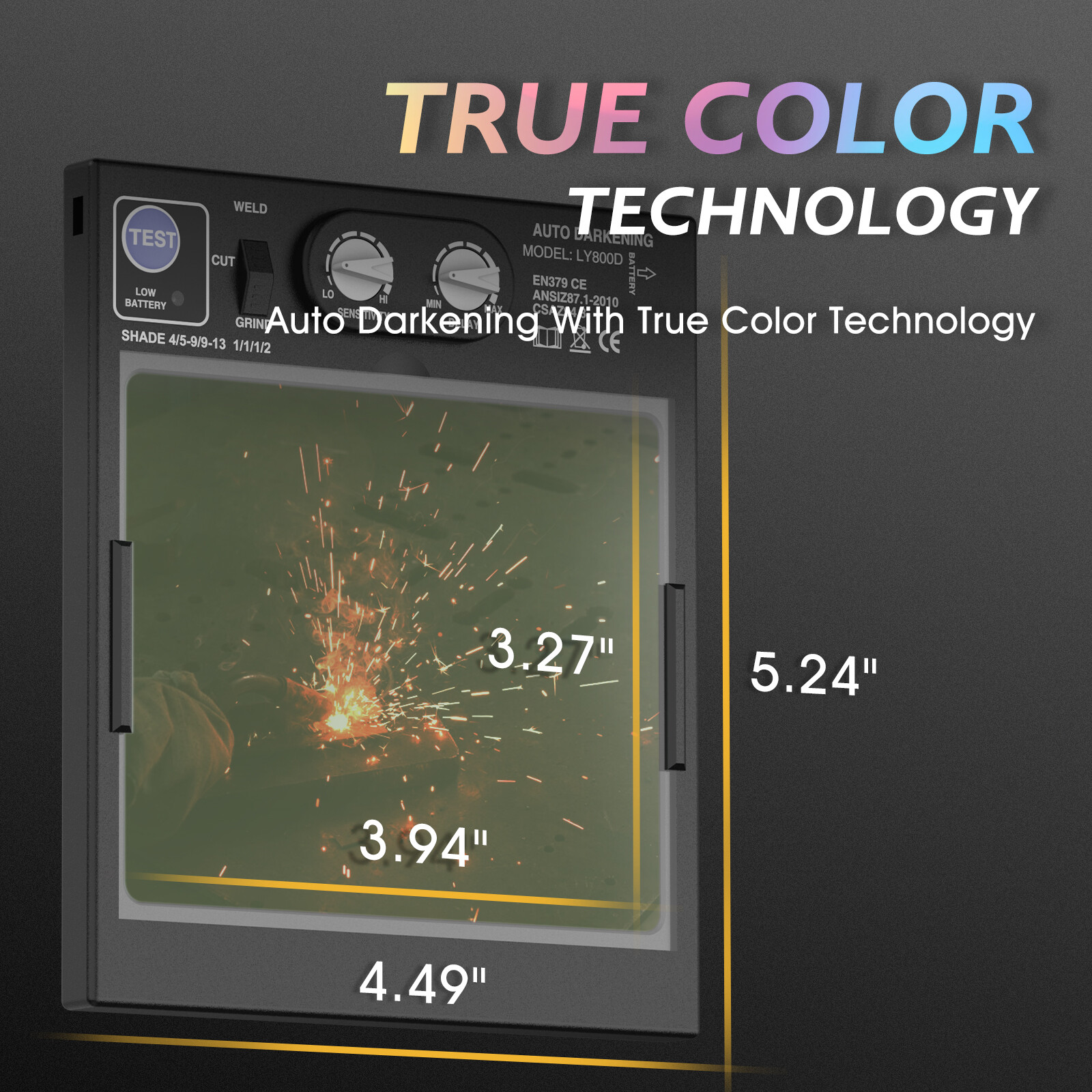 Large View Auto Darkening Welding Helmet True Color Weld Mask Hood ARC TIG MIG