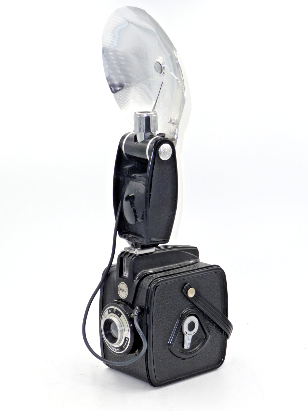 Gevaert Gevabox Art Deco box camera with Agfalux flash