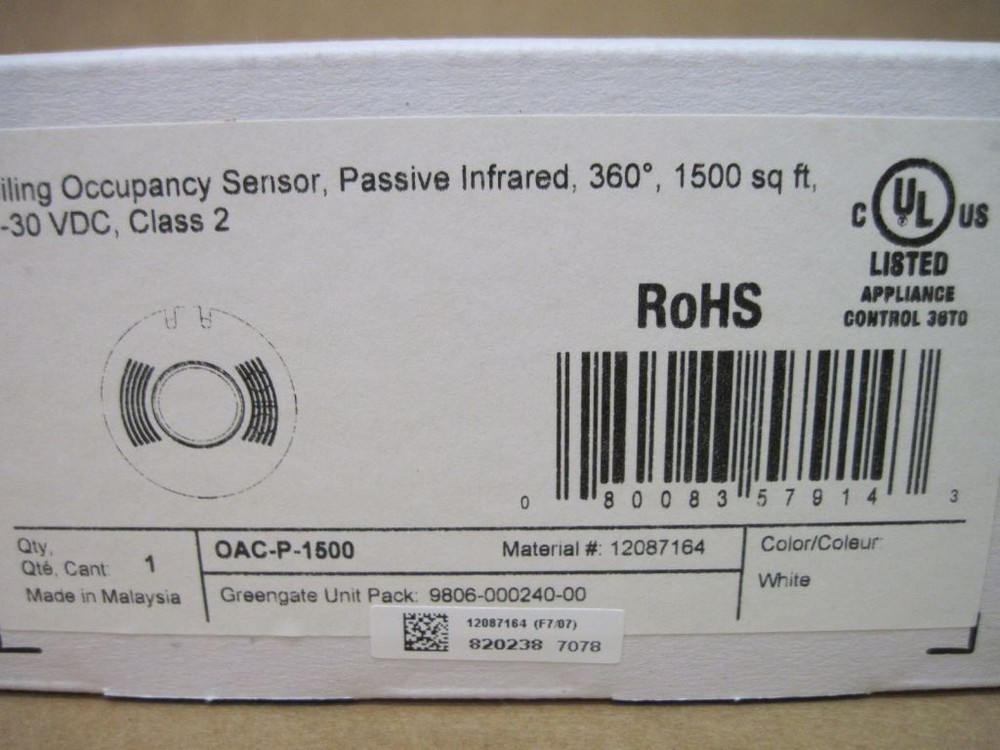 Cooper Greengate OAC-P-1500 Ceiling Occupancy Sensor 10-30VDC