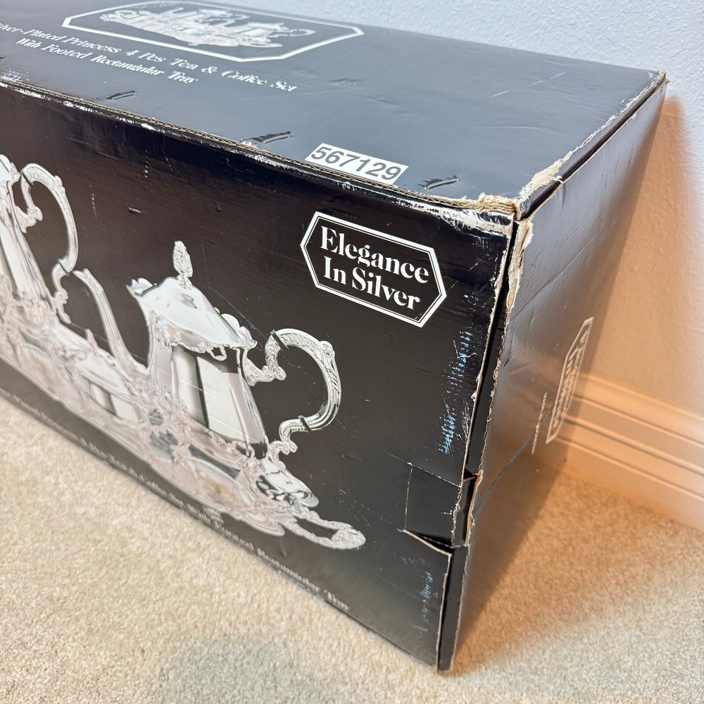 New Elegance in Silver Silver-Plated Princess 4 Pcs Tea & Coffee Set w/ Tray