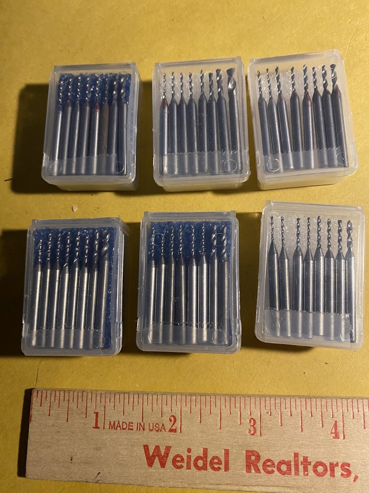 One Box 8 Pc Solid Carbide Drill Bits Assortments Vary 1/8” Shank Boxes May Vary