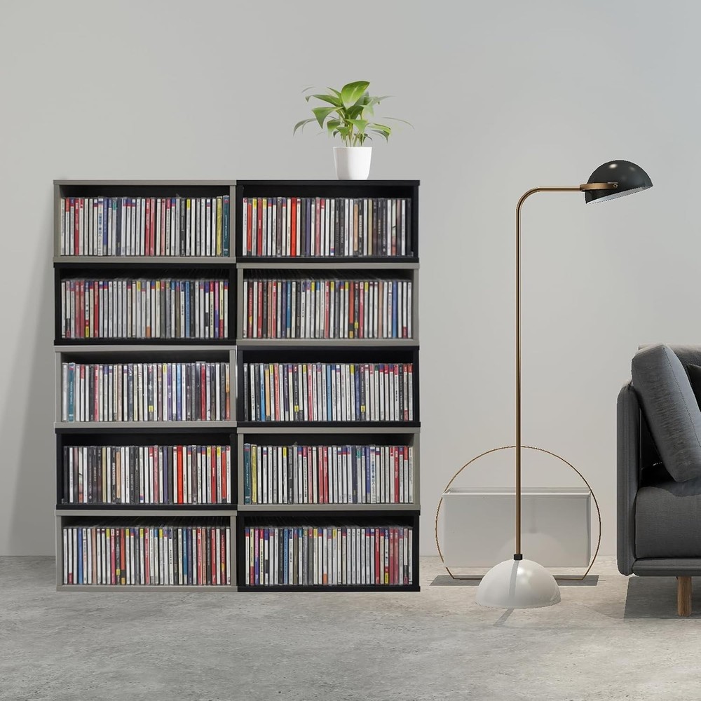 CD Storage Rack Stackable Organizer Disc Display Stands Hold Up to 35 CDs