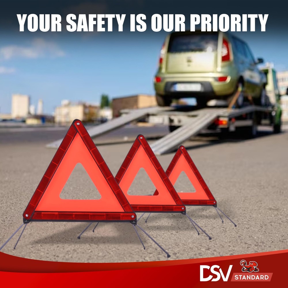 DSV Standard Emergency Triangles, Warning Triangles for Vehicles, Reflective...