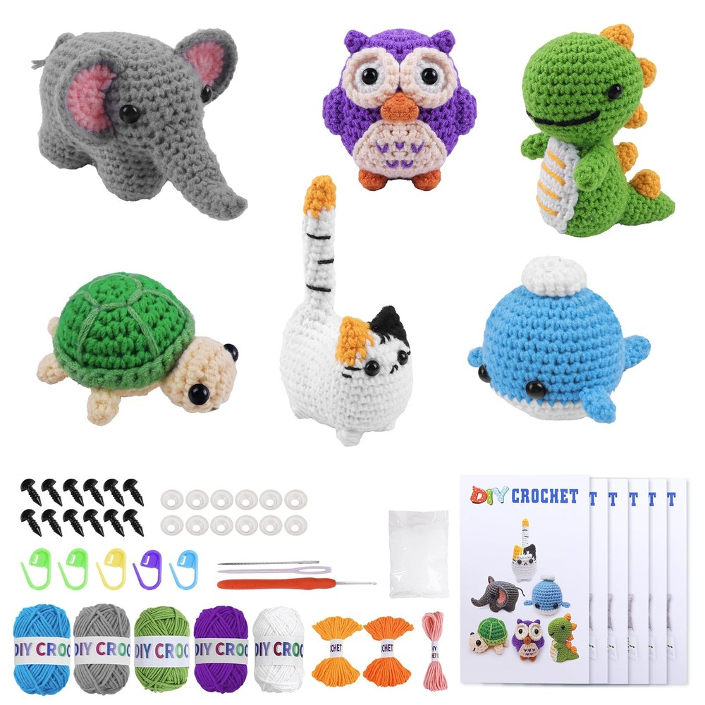 6PCS Crochet Kit for Beginners, Knitting Kit with Step-by-Step Video Tutorial...