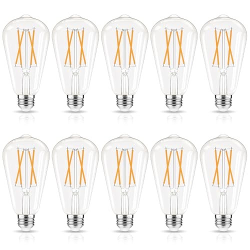 LED Edison Bulbs Dimmable, E26 Bulb 60 watt Equivalent 10 Pack Soft White