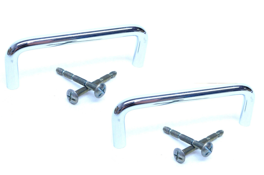 2 -Stanley Wire Pulls Bright Chrome 4483-1/2 3-1/2"cc Solid Brass Cabinet Drawer