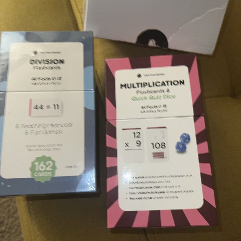 Think Tank Scholar Math Division,Multiplication Flash cards & Dice Bundle Fre🎁