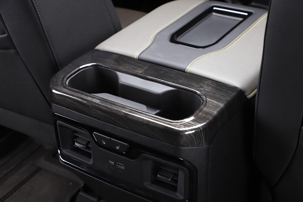 Black Wood Armrest Box Rear Cup Holder Panel Trim for Chevy Silverado 1500 2019+