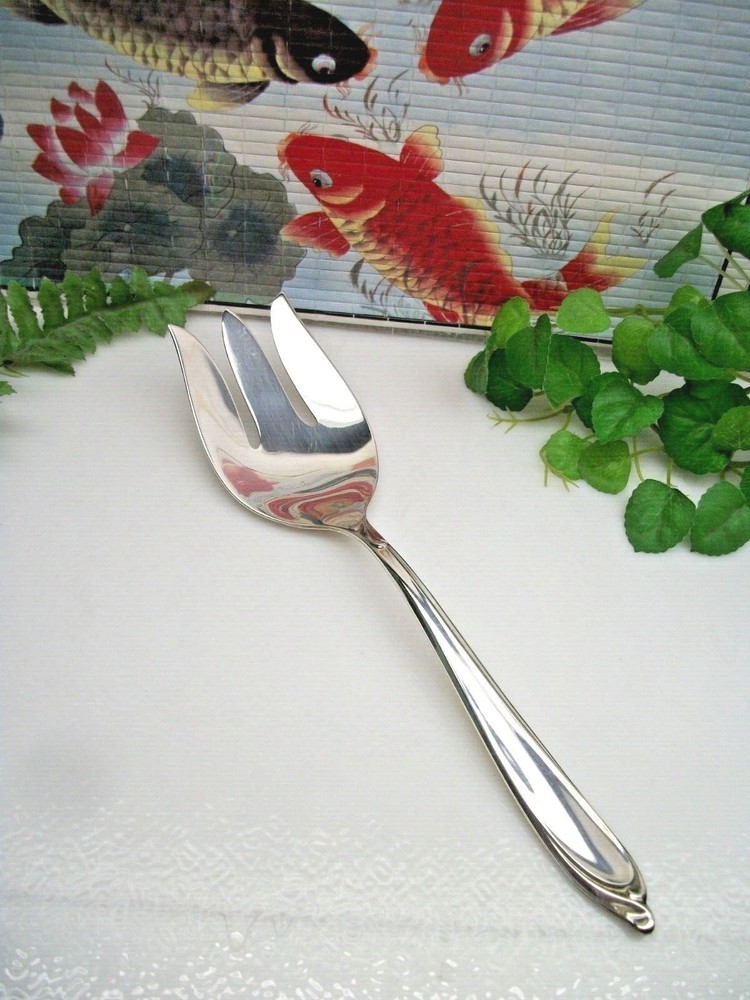 International  Deep Silver   HAPPY ANNIVERSARY   Cold Meat Serving Fork   1960