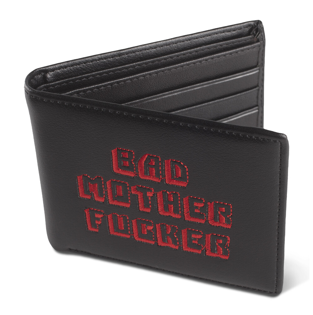 Black Red Embroidered Bad Mother Fu**er Leather Wallet As Seen in Pulp Fiction
