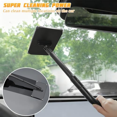 Car Windshield Cleaning Tool, Vehicle Window Cleaner with Extendable 2 Pads