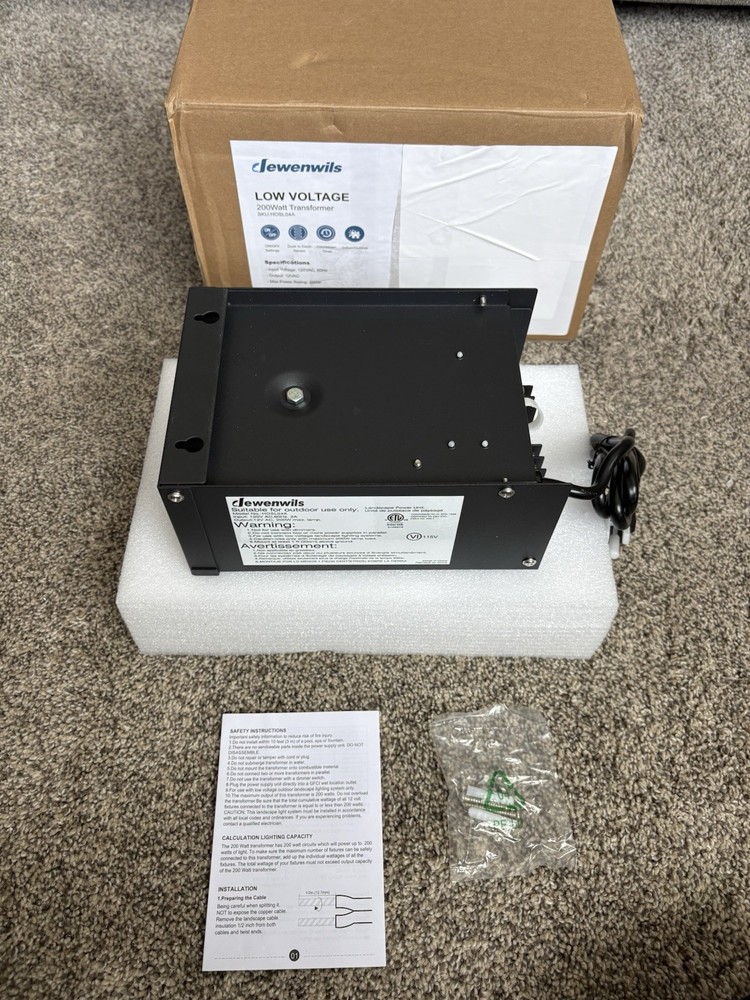 200W Low Voltage Landscape Lighting Transformer with Timer and Photocell Sensor