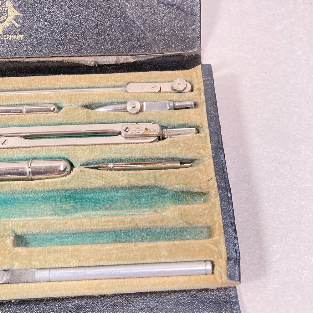 Vintage U.S. Blue Drafting Set 9 Pc w/ Case #1138-P Germany